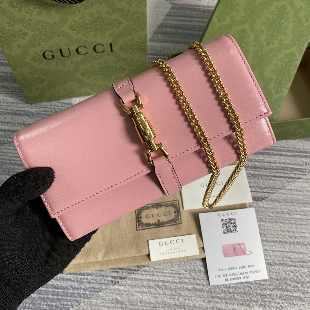 Gucci Jackie 1961 Chain Wallet 652681 Pink